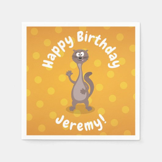 ワおもしろいーゼルなびく漫画イラストレーション スタンダードカクテルナプキン (正面)