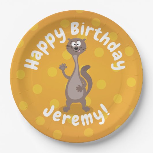 ワおもしろいーゼルなびく漫画イラストレーション ペーパープレート (正面)