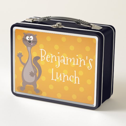 ワおもしろいーゼルなびく漫画イラストレーション メタルランチボックス (正面)