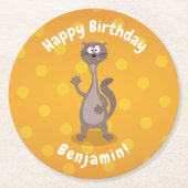 ワおもしろいーゼルなびく漫画イラストレーション ラウンドペーパーコースター (正面)