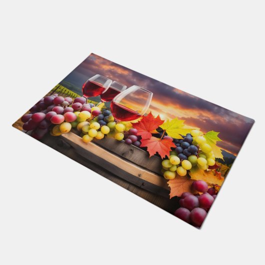 ワかわいらしインとブドウのワインカントリー ドアマット (アングル)