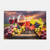 ワかわいらしインとブドウのワインカントリー ドアマット (正面)