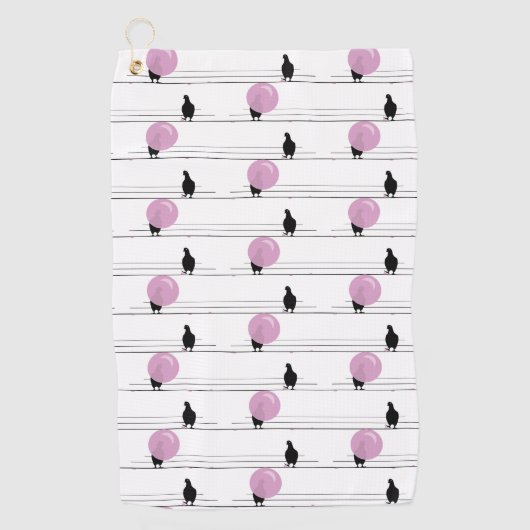 ワイおもしろいヤ模様の白のかわいいバブルバングル ゴルフタオル (正面)