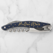 ワイおもしろいンオクロックブルー金ゴールド水玉模様引用文 ソムリエナイフ (裏面)