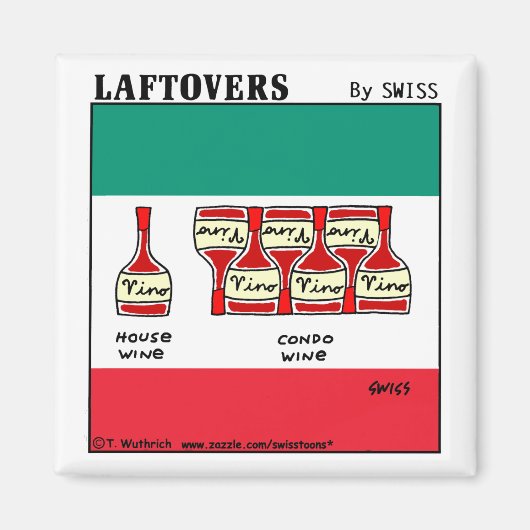 ワイおもしろいンカートゥアイタリアンルヴィノボトル マグネット (正面)