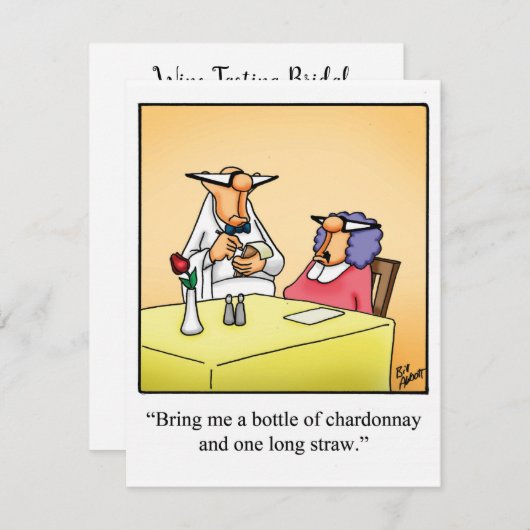 ワイおもしろいンテイスティングブライダルシャワーパーティの招待状 招待状 (正面/裏面)