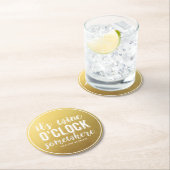 ワイおもしろいンドリンカーズヴィンテージタイポグラフィ金ゴールド ラウンドペーパーコースター (インサイチュ)