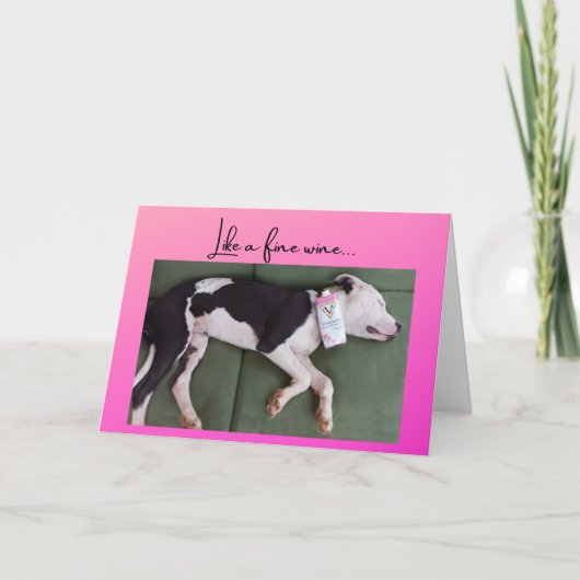 ワイおもしろいンボックス付き誕生日犬 カード (正面)