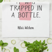 ワイおもしろいンボトルことわざネームロゼピンクブラックニース キッチンタオル (折り畳み)