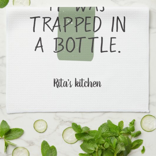 ワイおもしろいンボトルことわざ名グリーンブラックニース キッチンタオル (折り畳み)