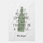 ワイおもしろいンボトルことわざ名グリーンブラックニース キッチンタオル (縦)