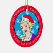 ワイおもしろいンユーモアレトロレディークリスマス セラミックオーナメント (右)