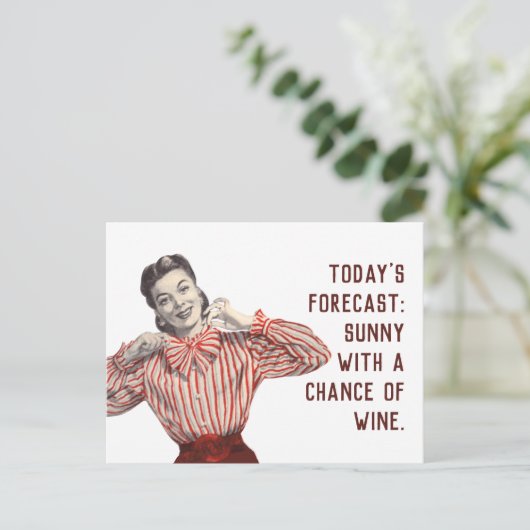 ワイおもしろいン予測ヴィンテージ女性 ポストカード (スタンド正面)