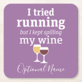 ワイおもしろいン引用文 – 私はランニングの – スパ保リング スクエアペーパーコースター (正面)