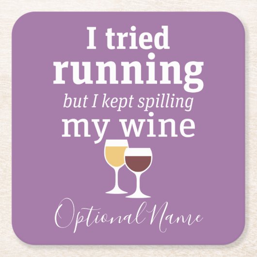 ワイおもしろいン引用文 – 私はランニングの – スパ保リング スクエアペーパーコースター (正面)