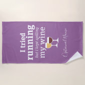 ワイおもしろいン引用文 – 私はランニングの – スパ保リング ビーチタオル (正面)