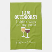 ワイおもしろいン引用文 – 私は私のパティオでワインを飲む キッチンタオル (縦)