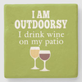 ワイおもしろいン引用文 – 私は私のパティオでワインを飲む ストーンコースター (正面)