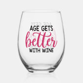 ワイおもしろいン・ワードアートを熟成する ステムなしワイングラス (正面)