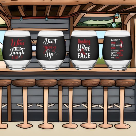 ワイおもしろいン・ワードアート ステムなしワイングラス