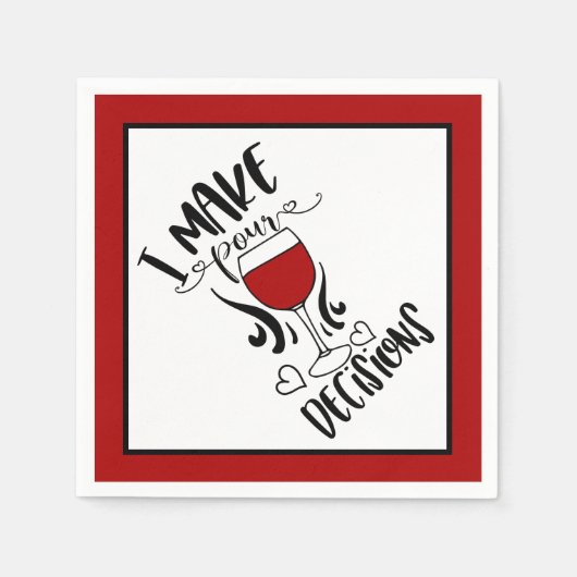 ワイおもしろいン – 私は注力する決定をする スタンダードカクテルナプキン (正面)