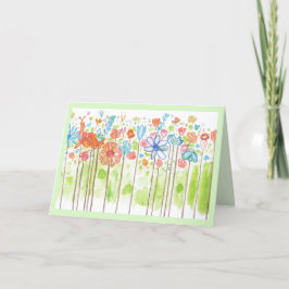 ワイかわいらしムシーな花の水色 カード