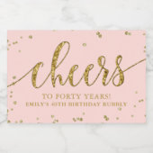 ワイきらめくンと金ゴールドグリッター応援40th誕生日 スパークリングワインラベル (シングルラベル)