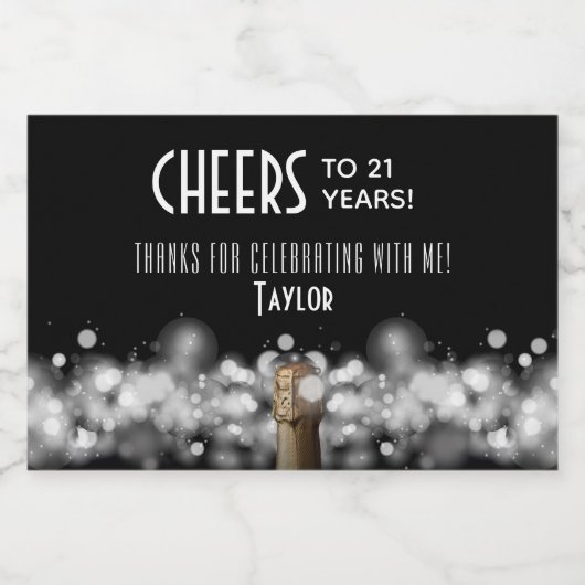 ワイきらめくンオンブラックパーティーフェイスミニ スパークリングワインラベル (シングルラベル)