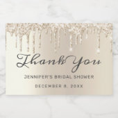 ワイきらめくングリッタードリップブライダルシャワー感謝していY スパークリングワインラベル (シングルラベル)