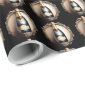 ワイきらめくンヴィンテージボトルラベル黒金ゴールド ラッピングペーパー (ロールコーナー)