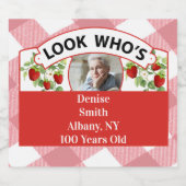 ワイきらめくン100th誕生日ラベル – カスタマイズ可能 スパークリングワインラベル (シングルラベル)