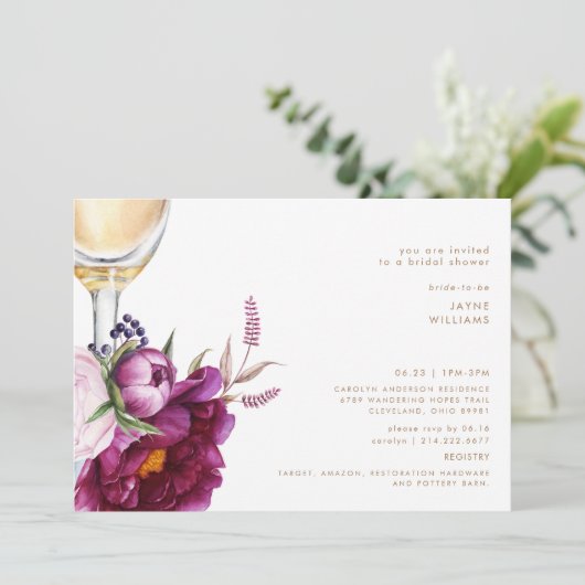 ワイはっきりしたンフローラシャンパンモダンブライダルシャワー 招待状 (スタンド正面)