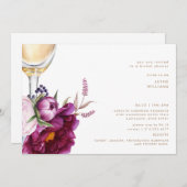 ワイはっきりしたンフローラシャンパンモダンブライダルシャワー 招待状 (正面/裏面)