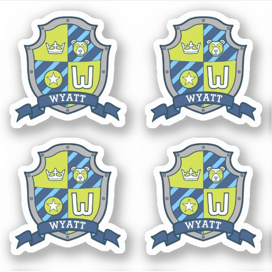 ワイアットイニシャルレターW名前をカスタムするベアクレスト シール (正面)