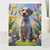 ワイアード・ポインティング・グリフォンの春の花の絵 カード (正面)
