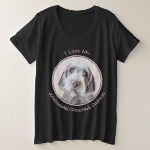 ワイアーヘアード・ポインティング・グリフォンの絵画 - 犬の芸術 プラスサイズTシャツ