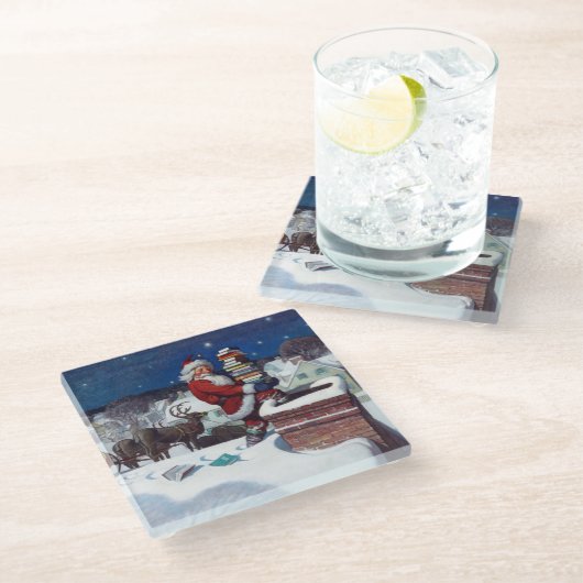 ワイエスによる書籍のアームロードを提供するサンタ ガラスコースター (アングル)