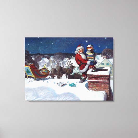 ワイエスによる書籍のアームロードを提供するサンタ キャンバスプリント (正面)