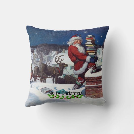 ワイエスによる書籍のアームロードを提供するサンタ クッション (裏面)