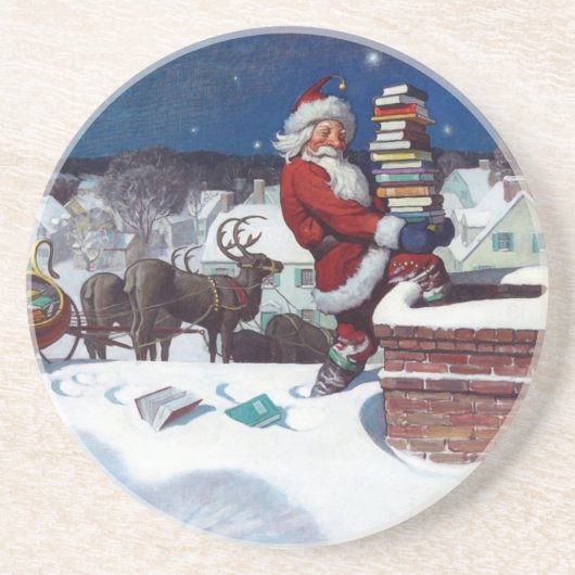 ワイエスによる書籍のアームロードを提供するサンタ コースター (正面)