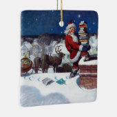 ワイエスによる書籍のアームロードを提供するサンタ セラミックオーナメント (右)