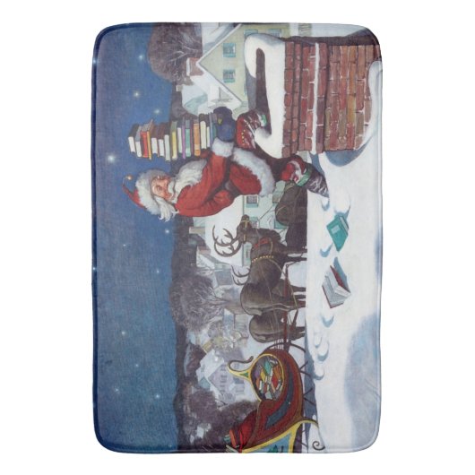 ワイエスによる書籍のアームロードを提供するサンタ バスマット (正面縦)