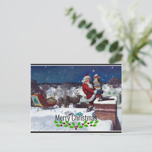 ワイエスによる書籍のアームロードを提供するサンタ ポストカード (スタンド正面)