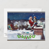 ワイエスによる書籍のアームロードを提供するサンタ ポストカード (正面/裏面)