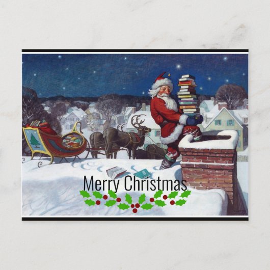 ワイエスによる書籍のアームロードを提供するサンタ ポストカード (正面)