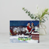 ワイエスによる書籍のアームロードを提供するサンタ 箔シーズンポストカード (立ち正面)