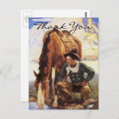 ワイエスのカウボーイが彼の馬に水をやった ポストカード (正面/裏面)