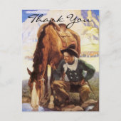 ワイエスのカウボーイが彼の馬に水をやった ポストカード (正面)