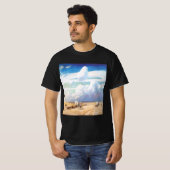 ワイエスの描く西部劇のカウボーイと幌馬車 Tシャツ (正面フル)