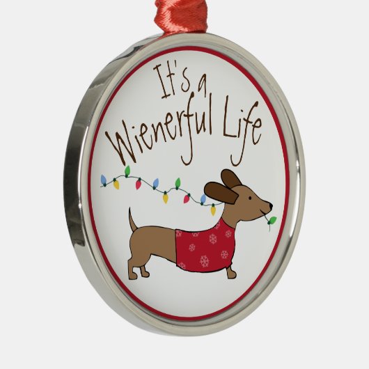 ワイエネルフルな生活ダックスフントのクリスマスの飾り メタルオーナメント (右)